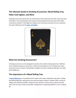 The Ultimate Guide to Smoking Accessories_ Weed Rolling Tray, Poker Card Lighter, and More