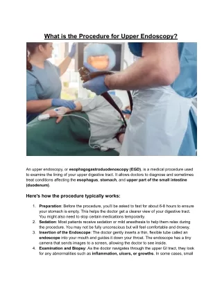 What is the Procedure for Upper Endoscopy_