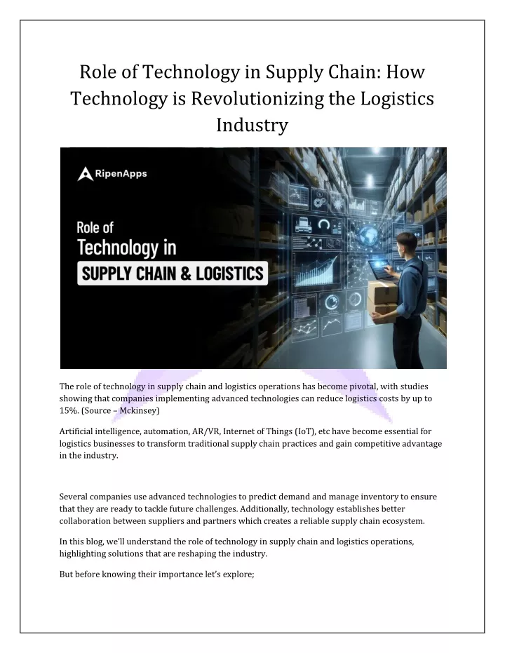 role of technology in supply chain how technology