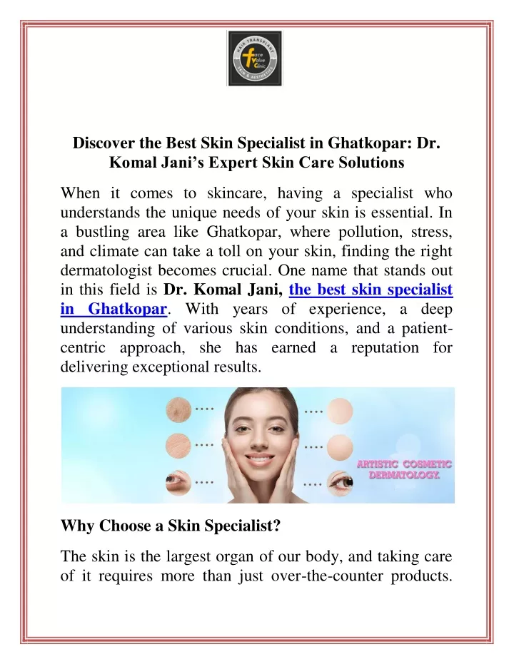 discover the best skin specialist in ghatkopar