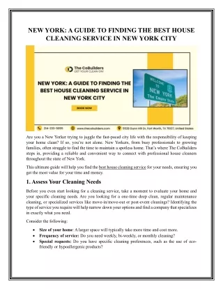 Finding the Best House Cleaning Service in New York City