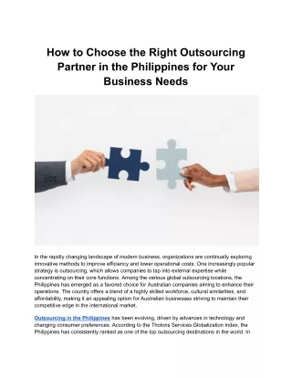 how to choose the right outsourcing partner