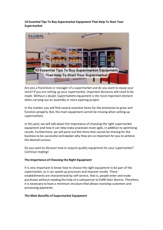 10 Essential Tips To Buy Supermarket Equipment That Help To Start Your Supermarket