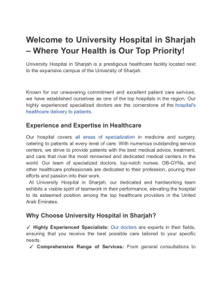 welcome to university hospital in sharjah where