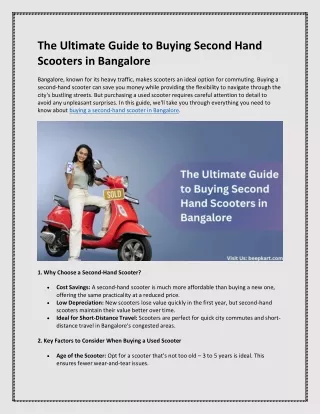 The Ultimate Guide to Buying Second Hand Scooters in Bangalore