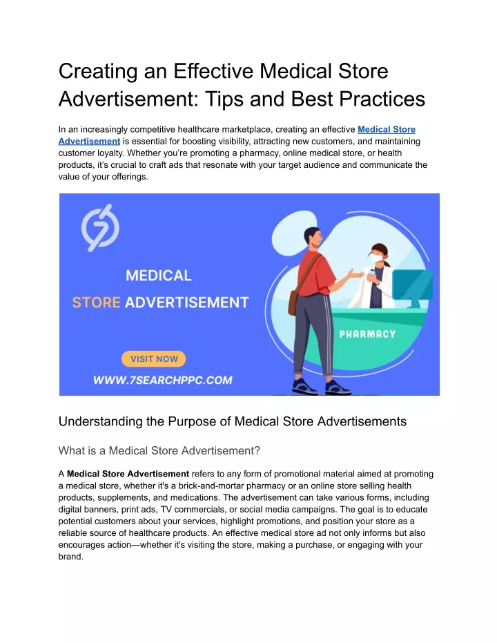 creating an effective medical store advertisement