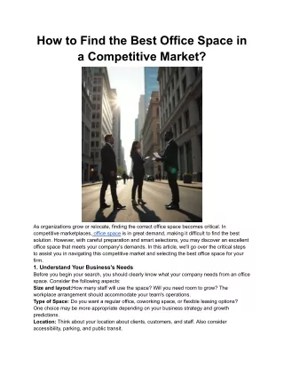 How to Find the Best Office Space in a Competitive Market