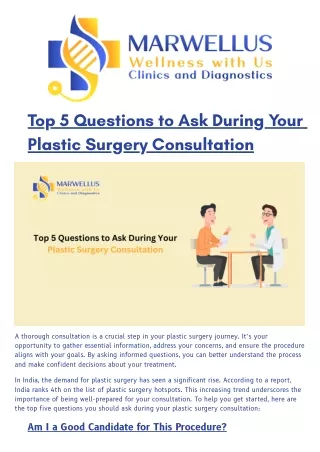 Top 5 Questions to Ask During Your Plastic Surgery Consultation