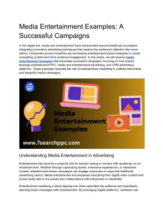 media entertainment examples a successful