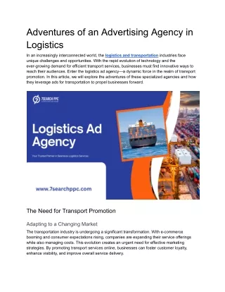 adventures of an advertising agency in logistics