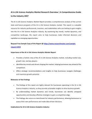 AI in Life Science Analytics Market Size 2037