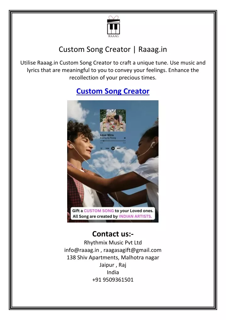 custom song creator raaag in