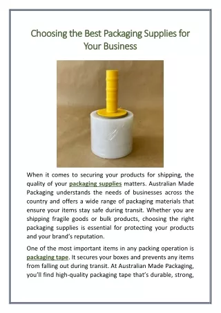 Choosing the Best Packaging Supplies for Your Business