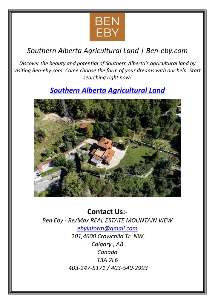 southern alberta agricultural land ben eby com