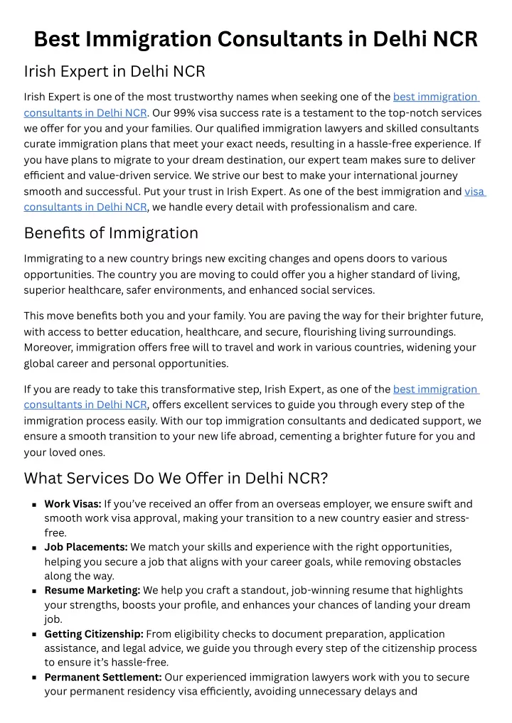 best immigration consultants in delhi ncr irish