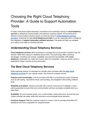 choosing the right cloud telephony provider