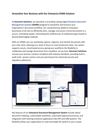 Streamline Your Business with Our Enterprise EDMS Solution