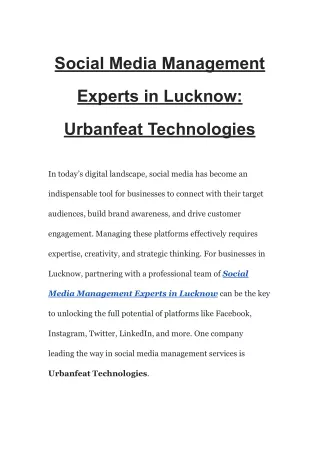 Social Media Management Experts in Lucknow_ Urbanfeat Technologies