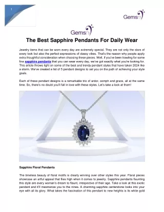 The Best Sapphire Pendants For Daily Wear