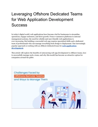 Leveraging Offshore Dedicated Teams for Web Application Development Success
