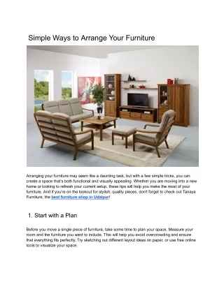 Simple Ways to Arrange Your Furniture