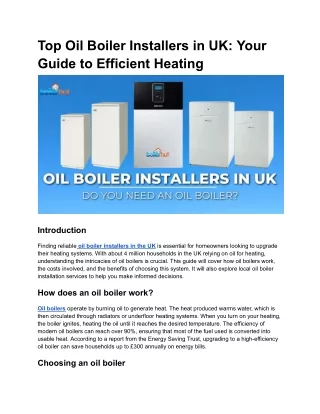 Oil Boiler Installers UK