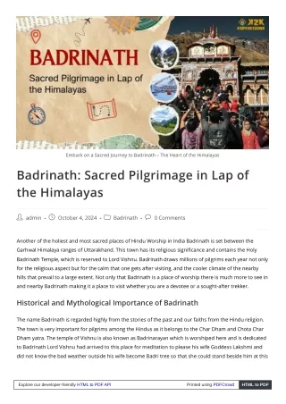 Badrinath: Gateway to Divine Serenity in the Himalayas