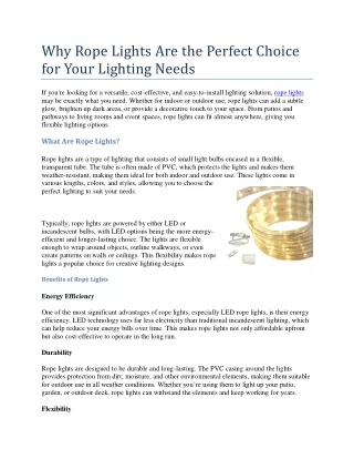 Why Rope Lights Are the Perfect Choice for Your Lighting Needs?