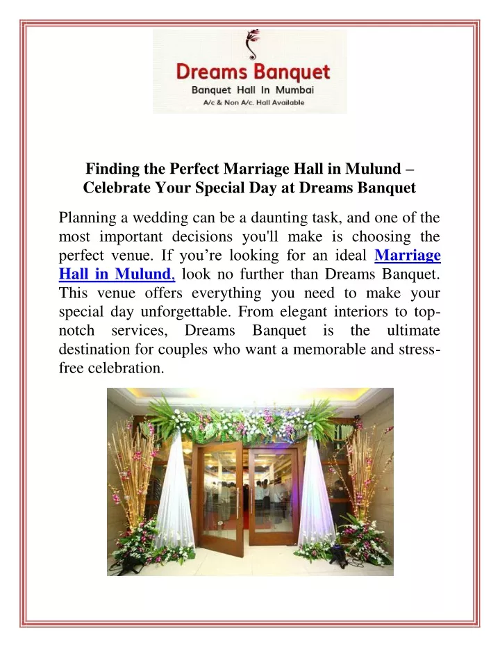 finding the perfect marriage hall in mulund