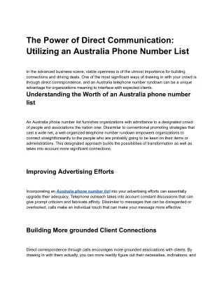 The Power of Direct Communication_ Utilizing an Australia Phone Number List
