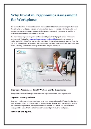 Why Invest in Ergonomics Assessment for Workplaces