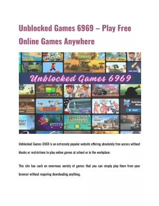 Unblocked Games 6969 – Play Free Online Games Anywhere