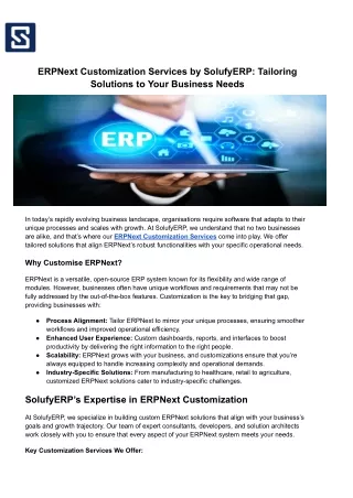 ERPNext Customization Services by SolufyERP