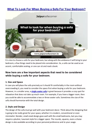 What to look for when buying a sofa for your bedroom