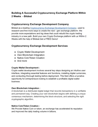 Building A Successful Cryptocurrency Exchange Platform Within 2 Weeks  - Bitdeal (1)