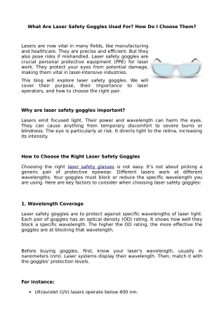 what are laser safety goggles used