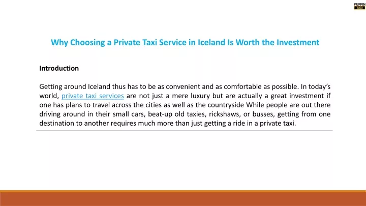 why choosing a private taxi service in iceland