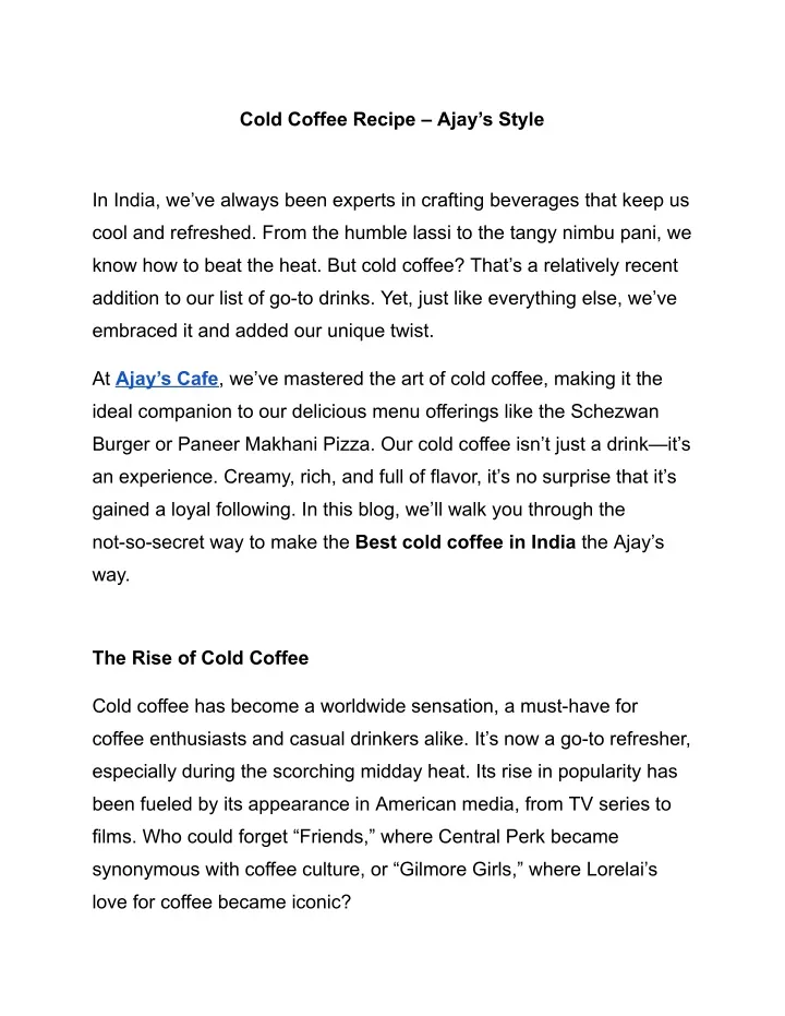 cold coffee recipe ajay s style