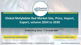 Global Molybdate Red Market Size, Price, Import, Export, volume 2024 to 2030