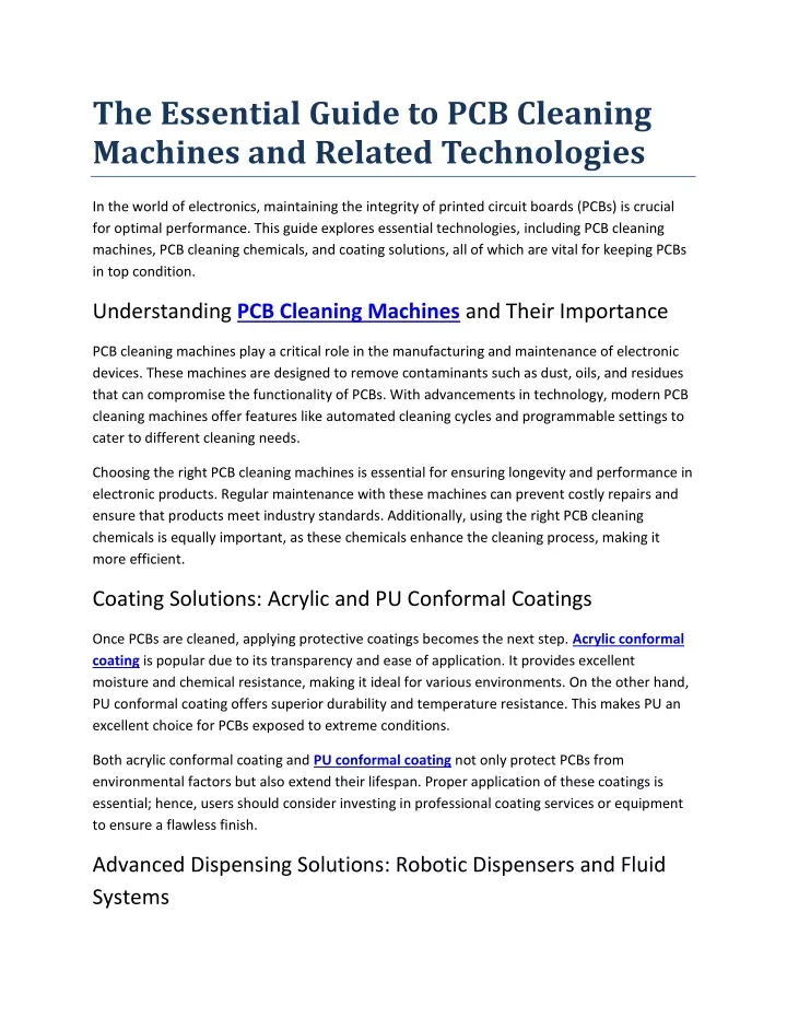 the essential guide to pcb cleaning machines