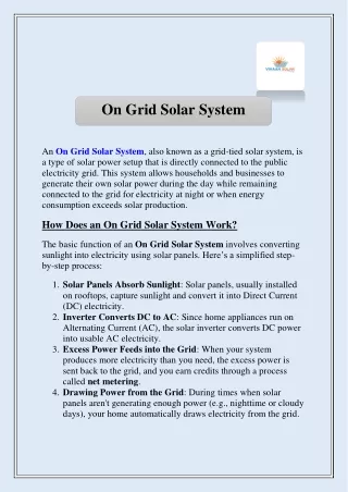 On Grid Solar System