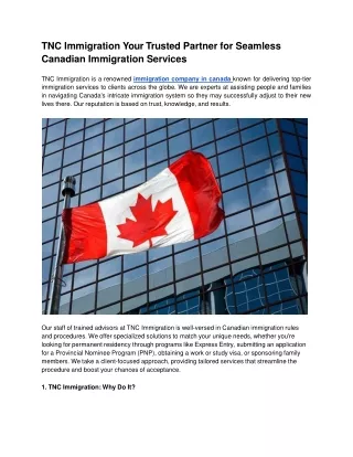 TNC Immigration Your Trusted Partner for Seamless Canadian Immigration Services