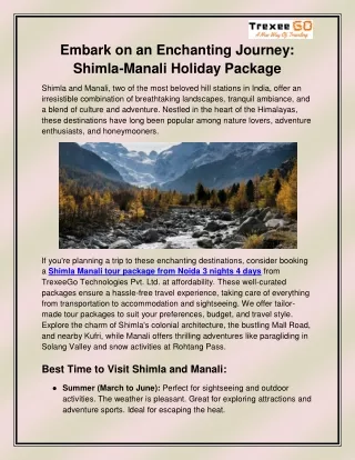 Shimla Manali tour package from Noida 3 nights 4 days