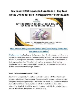 Buy Counterfeit European Euro Online - hartogcounterfeitnotes