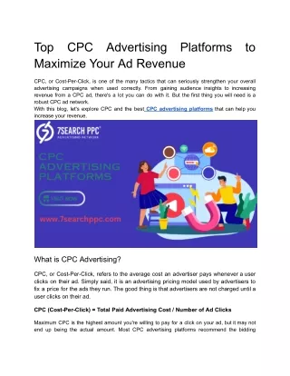 CPC Advertising Platforms