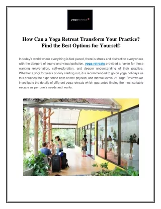 How Can a Yoga Retreat Transform Your Practice Find the Best Options for Yourself!
