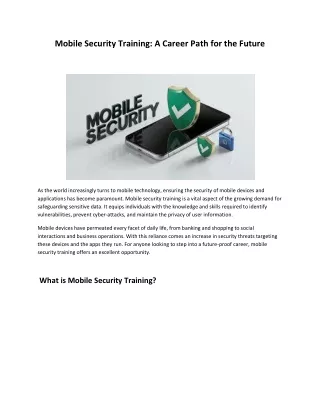 Mobile Se  Mobile Security Training: A Career Path for the Fcurity Training- pdf