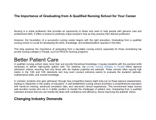 The Importance of Graduating from A Qualified Nursing School for Your Career