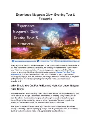 Experience Niagara’s Glow: Evening Tour & Fireworks