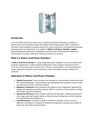 The Ultimate Guide to Walk-In Cold Room Chambers: A Supplier's Perspective